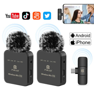 PULUZ Wireless Lavalier Microphone Portable