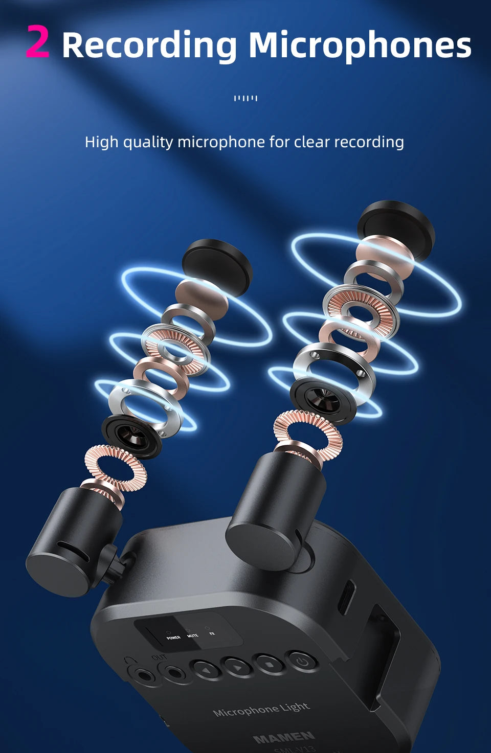 MAMEN Vlogging Kit – Microphone, LED & Tripod | Ideal for YouTube, TikTok & Live