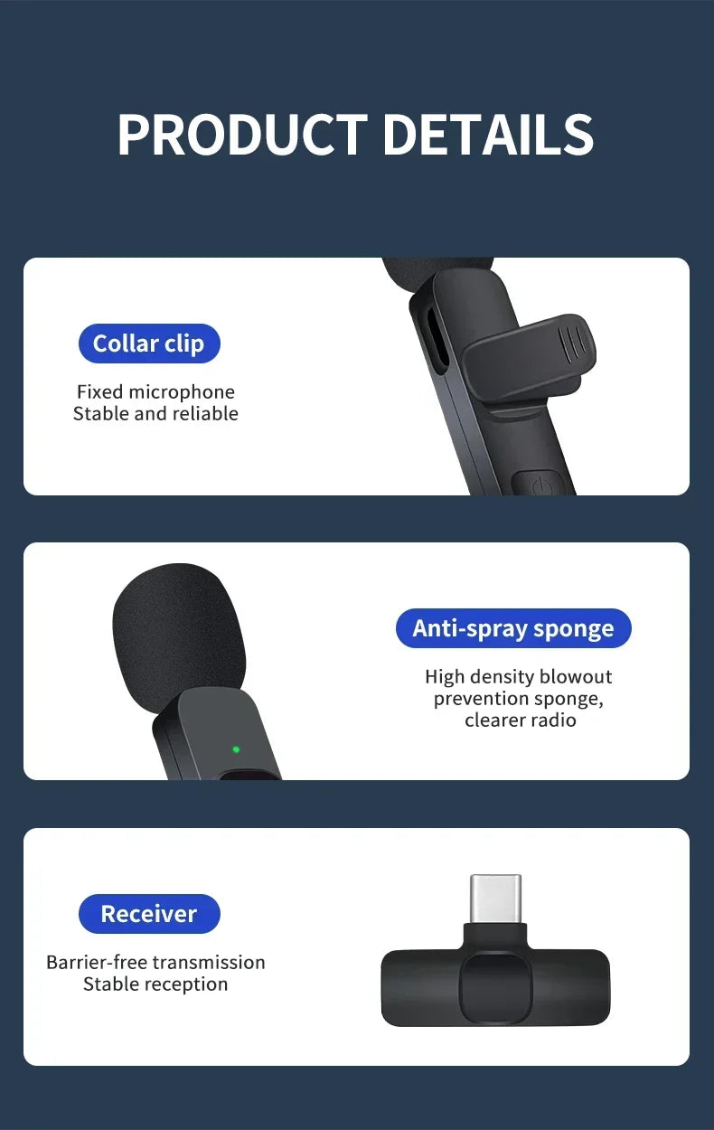 Basix Wireless Lavalier Microphone - High-Quality Audio for iPhone & YouTube