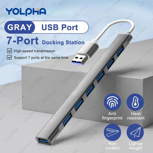 7 Port USB 3.0 Hub – High Speed 5Gbps for PC and Computer | USB A, USB C