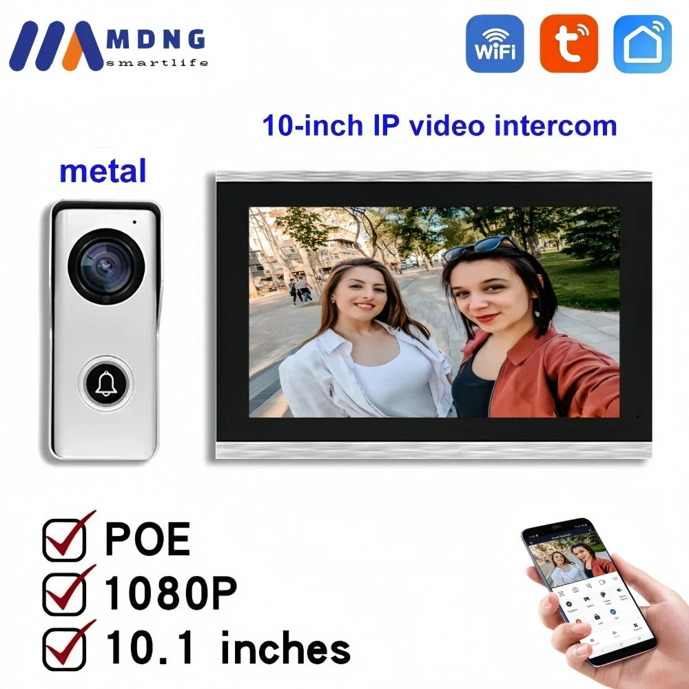 Interphone Vidéo TUYA 1080P 10 Pouces WiFi POE