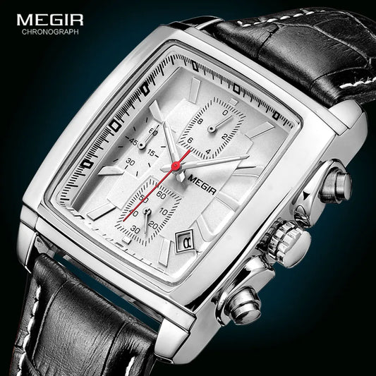 Montre MEGIR Homme Rectangulaire Cuir Bleu