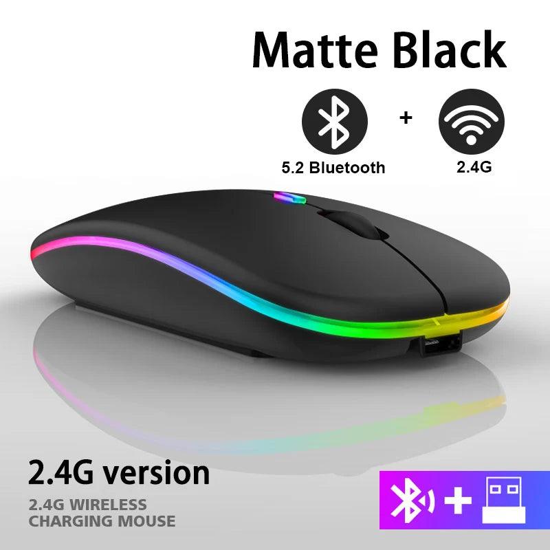 RGB Wireless Bluetooth Mouse – Rechargeable, LED Backlight, Ergonomic, 3600DPI for PC and Laptop