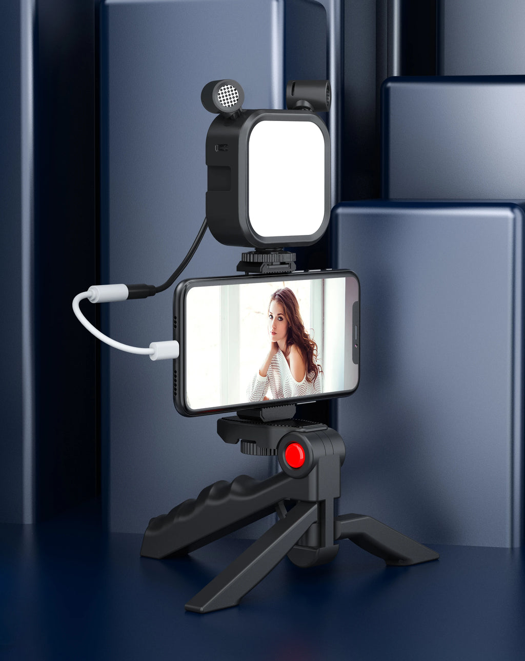 MAMEN Vlogging Kit – Microphone, LED & Tripod | Ideal for YouTube, TikTok & Live