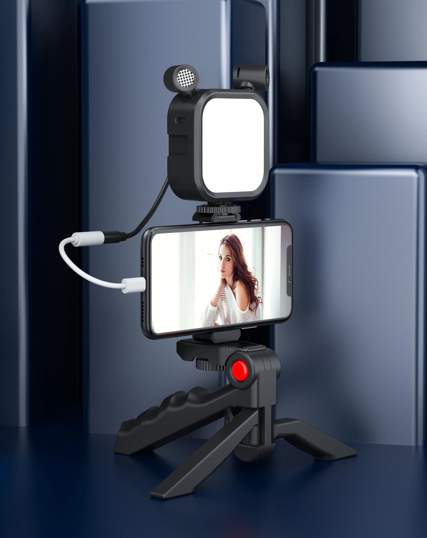 MAMEN Vlogging Kit – Microphone, LED & Tripod | Ideal for YouTube, TikTok & Live