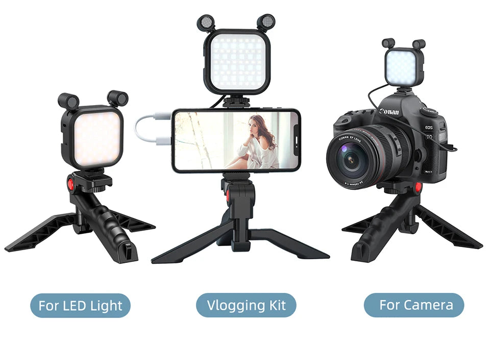MAMEN Vlogging Kit – Microphone, LED & Tripod | Ideal for YouTube, TikTok & Live
