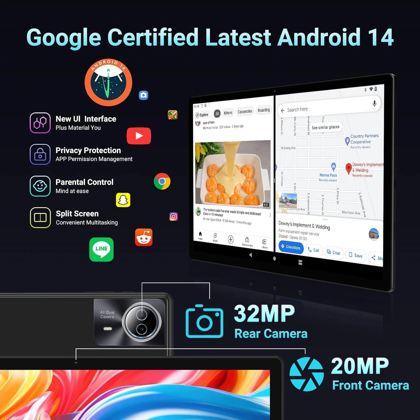 Tablette Android 14 Pouces 16+512GB
