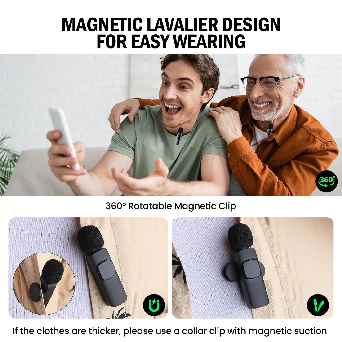 Basix Wireless Lavalier Microphone - High-Quality Audio for iPhone & YouTube