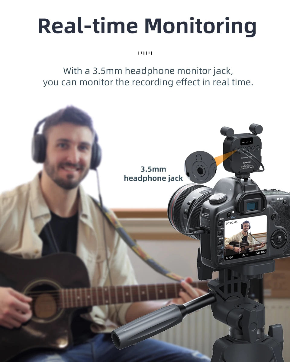 MAMEN Vlogging Kit – Microphone, LED & Tripod | Ideal for YouTube, TikTok & Live