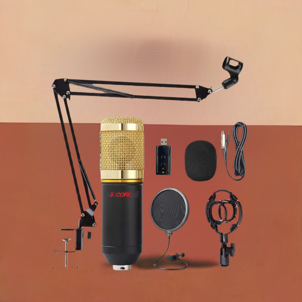 Kit de microphone avec support de bras, jeu, chat, enregistrement audio, ordinateur REC SET