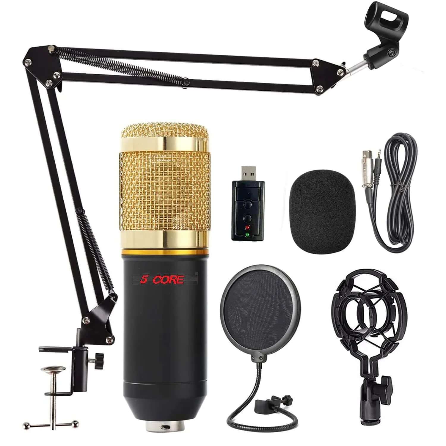  Microphone Kit W/ Arm Stand Game Chat Audio Recording Computer REC SET